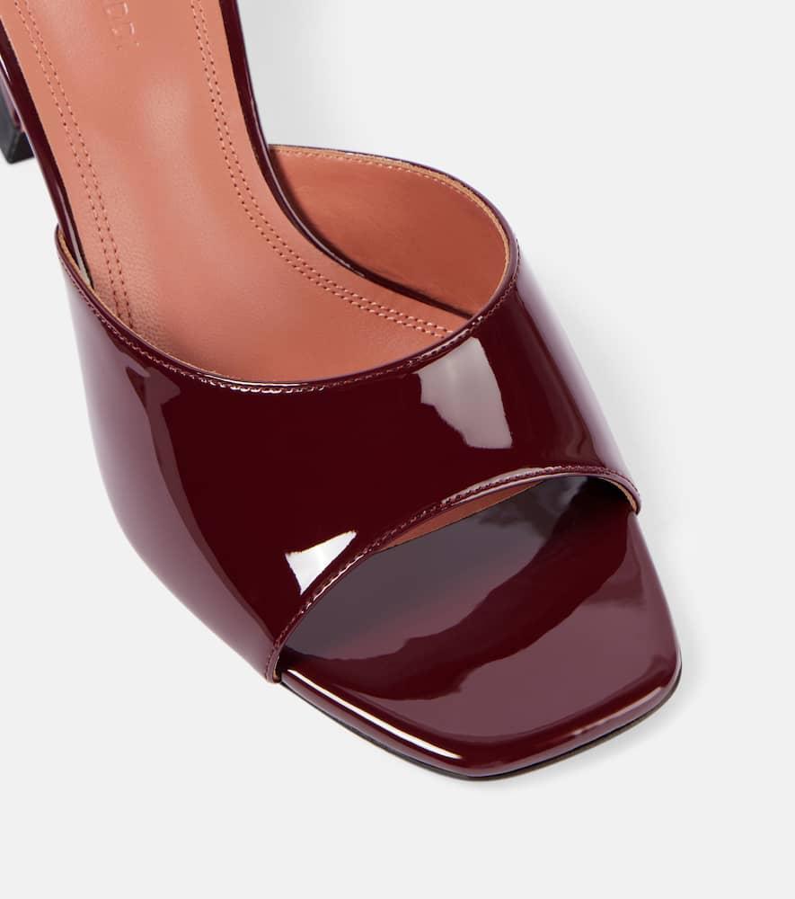 AMINA MUADDI Lupita 70 Patent Leather Mules In Burgundy Product Image