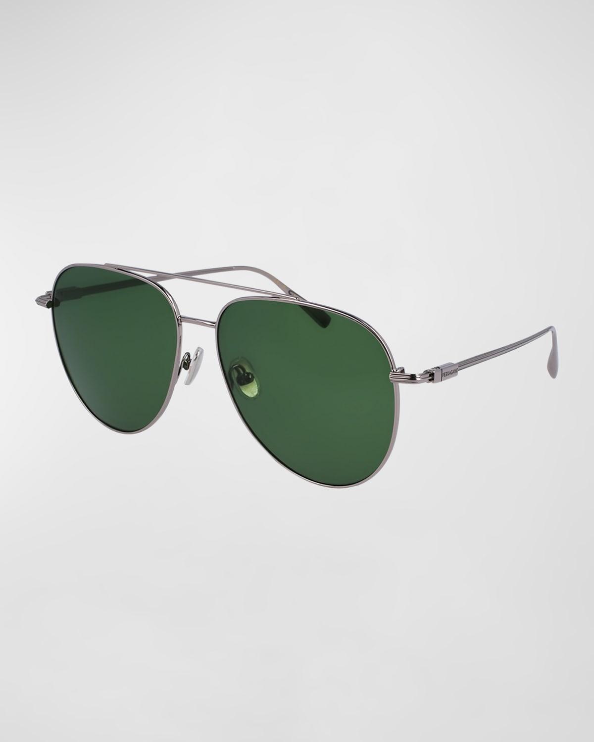 FERRAGAMO Gancini Evolution 61mm Aviator Sunglasses Product Image