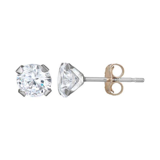 Taylor Grace 10k White Gold 5 mm Cubic Zirconia Stud Earrings, Womens Product Image