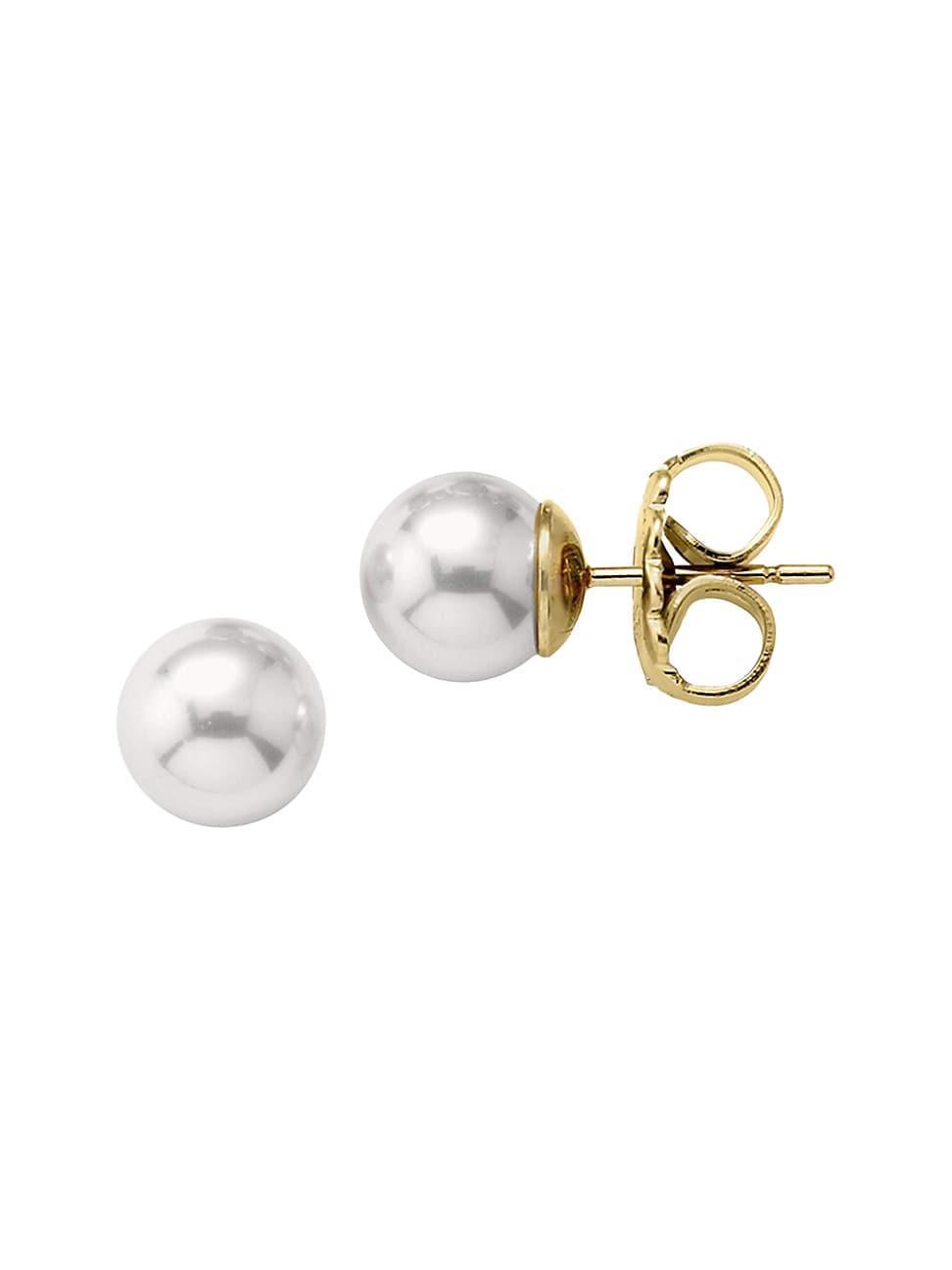 Womens Lyra Rhodium-Plate & Faux Pearl Stud Earrings Product Image