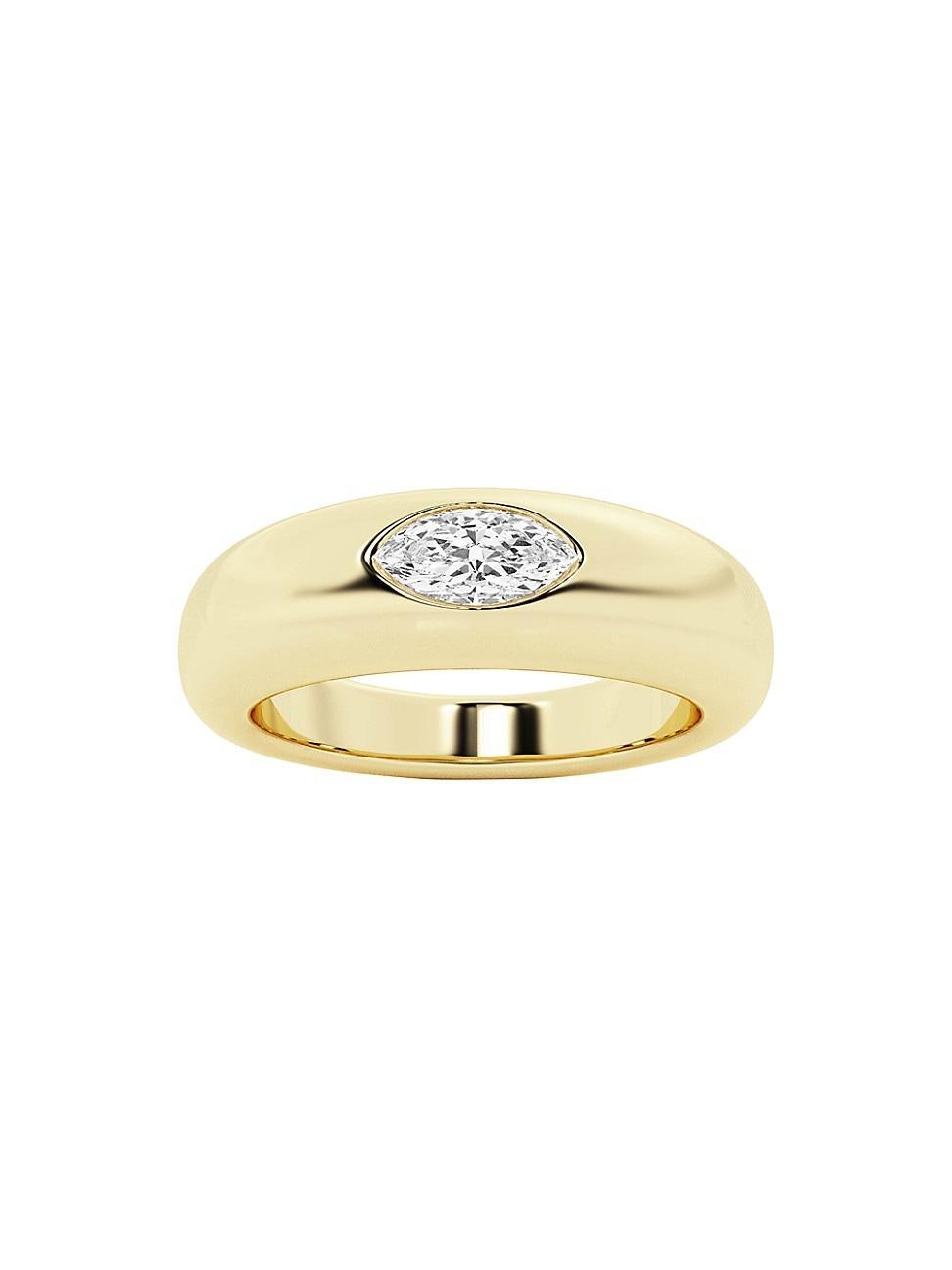 Womens 14K Yellow Gold & 0.33 TCW Lab-Grown Diamond Stackable Ring Product Image