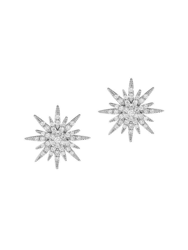 Womens Soleil 18K White Gold & Diamond Stud Earrings Product Image