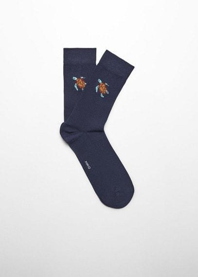 MANGO MAN - Animal embroidered cotton socks dark navyMen Product Image