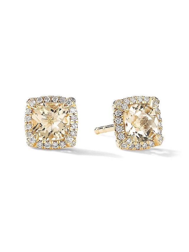 Womens Petite Chatelaine Pav Bezel Stud Earrings in 18K Yellow Gold with Diamonds Product Image