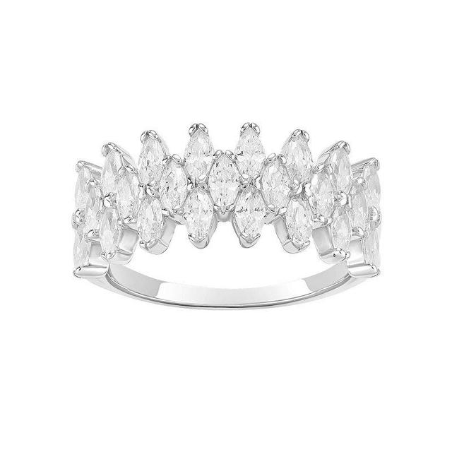 PRIMROSE Sterling Silver Marquise Cubic Zirconia Triple Row Ring, Womens Sterling Clear Product Image