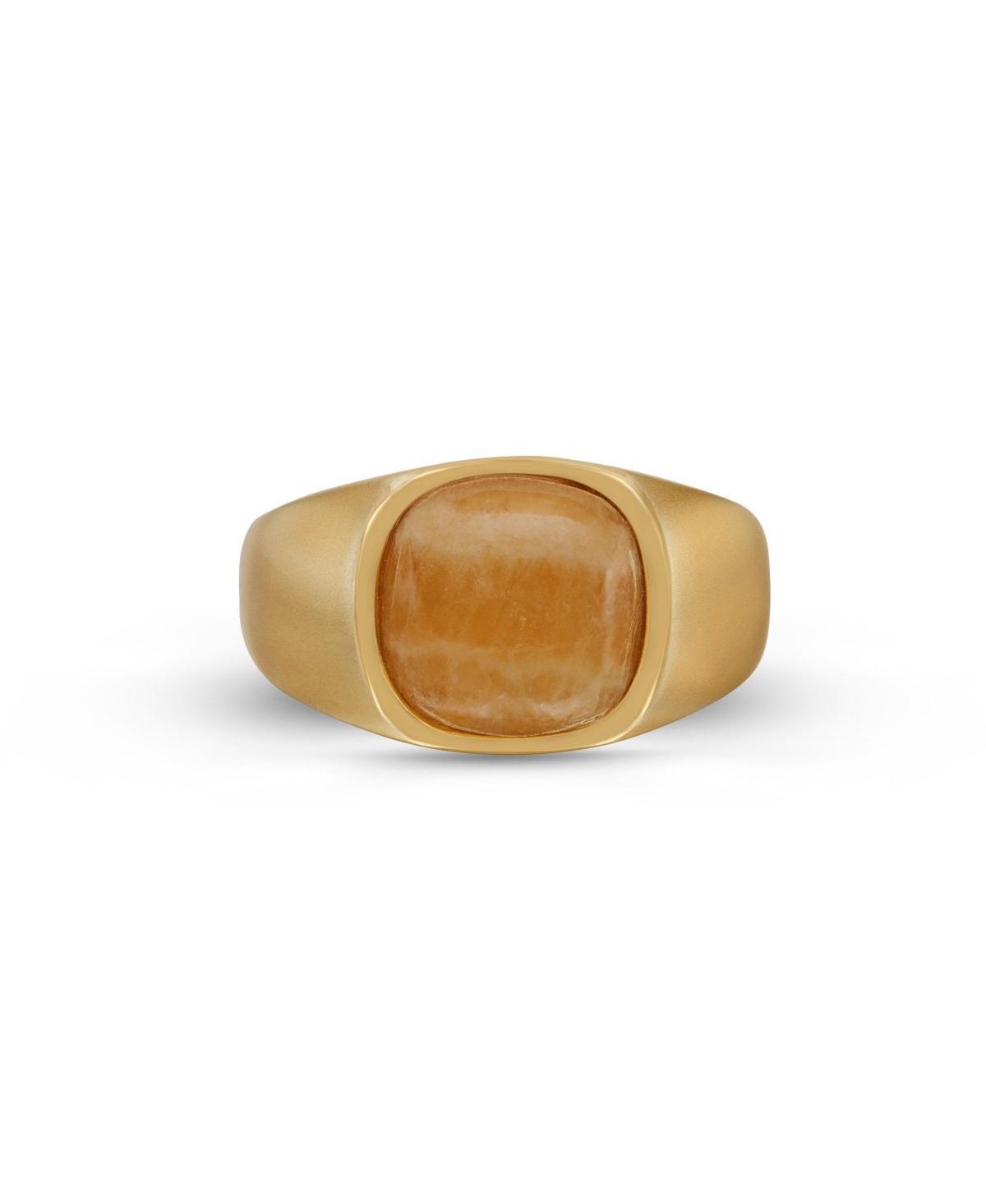 LuvMyJewelry Yellow Lace Agate Gemstone Yellow Gold Plated Sterling Silver Men Signet Ring Product Image