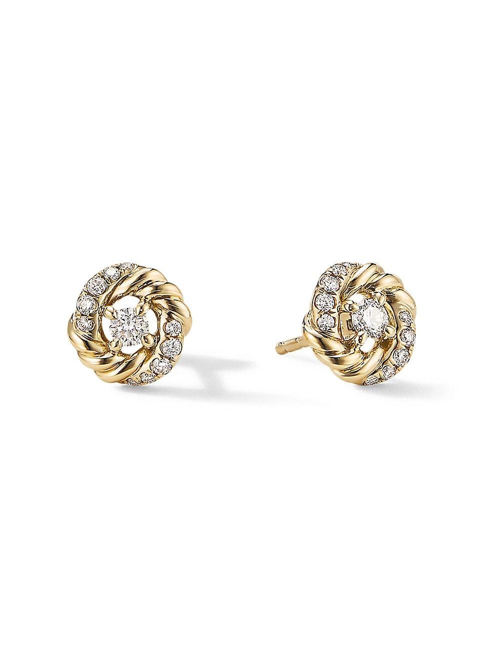 Womens Petite Infinity Earrings 18K Yellow Gold With Diamonds Product Image