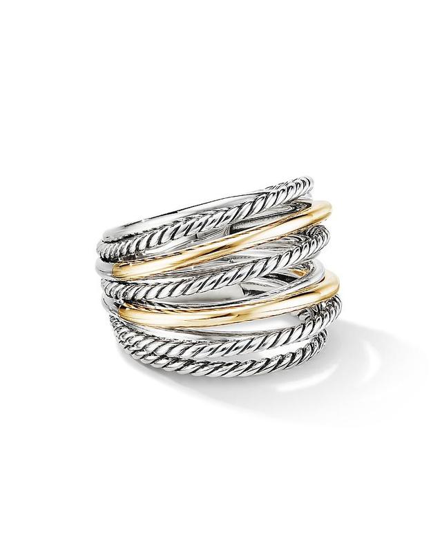 Womens Crossover Wide Ring with 18K Yellow Gold Product Image