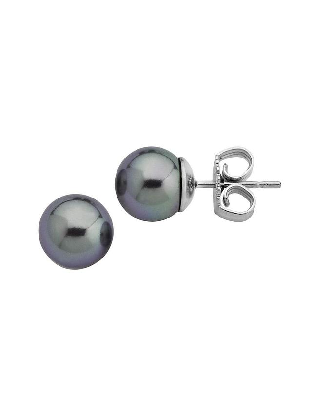 Womens Lyra Rhodium-Plate & Faux Pearl Stud Earrings Product Image