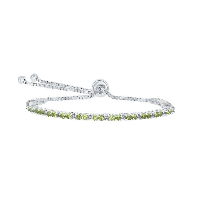 Sterling Silver 2mm Birthstone Bracelet, Womens May Product Image