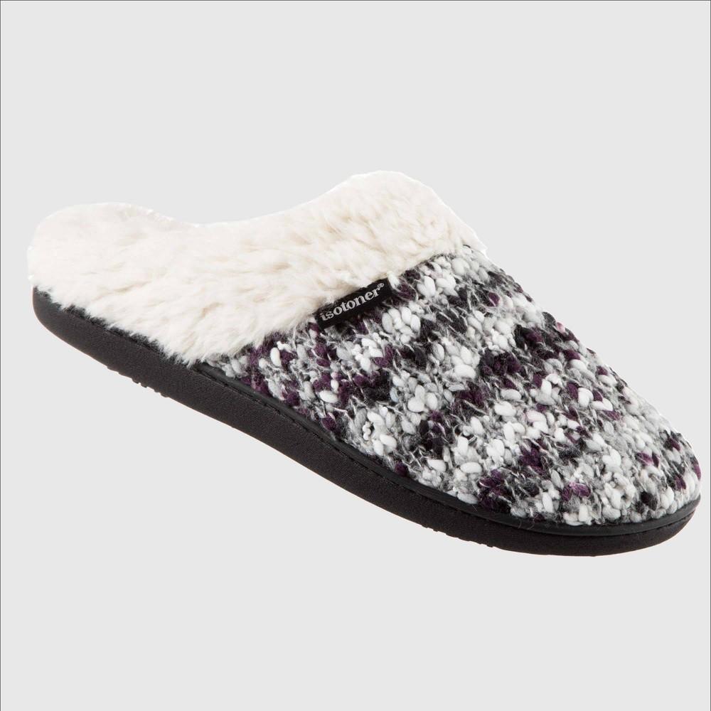 isotoner Amanda Chunky Sweater Knit Hoodback Womens Slippers Dark Grey Product Image