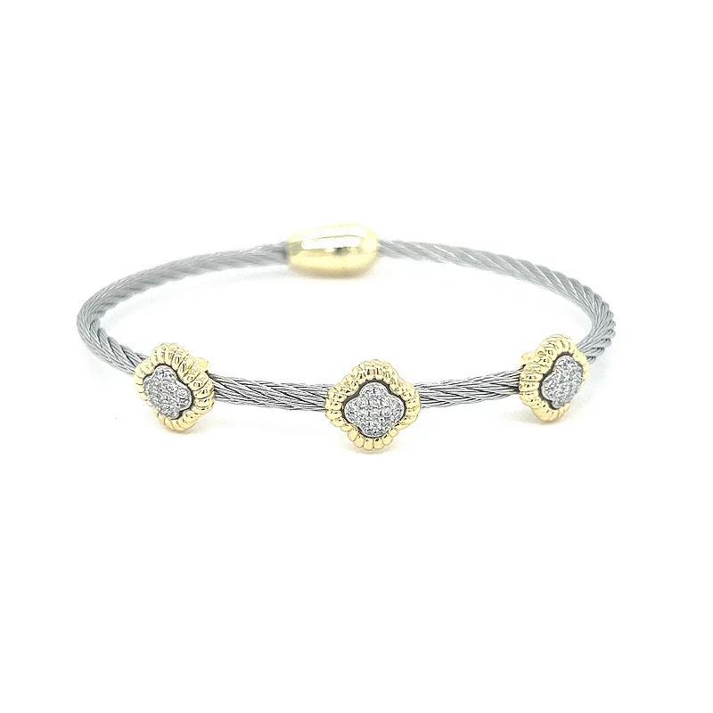 Juvell Two Tone 18k Gold Plated Cubic Zirconia Bangle Bracelet, Womens Product Image