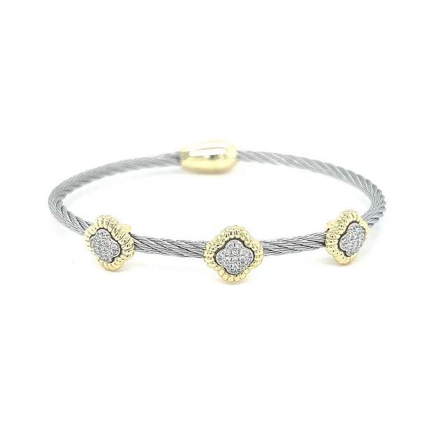 Juvell Two Tone 18k Gold Plated Cubic Zirconia Bangle Bracelet, Womens Product Image