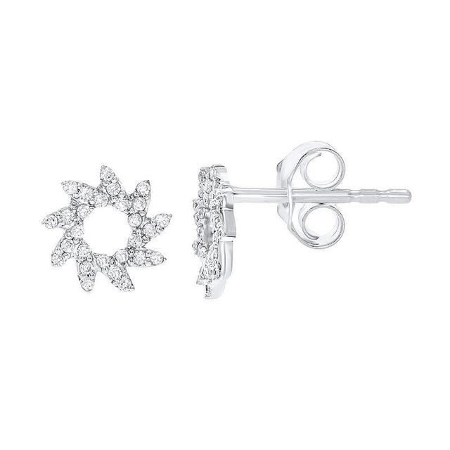 Sterling Silver 1/6 Carat T.W. Diamond Sun Stud Earrings, Womens, White Product Image