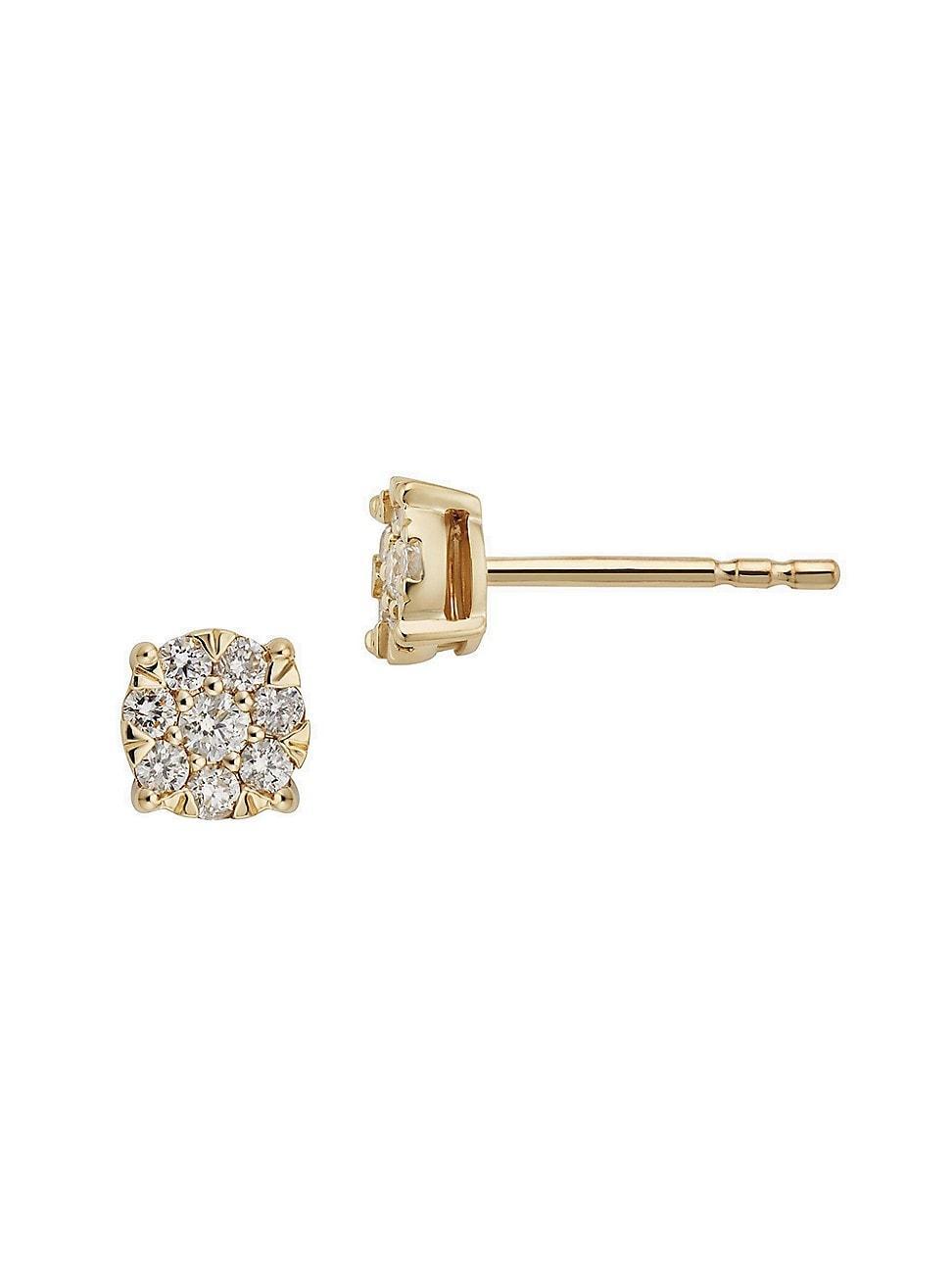 Womens 14K Yellow Gold Blossom Diamond Studs Product Image