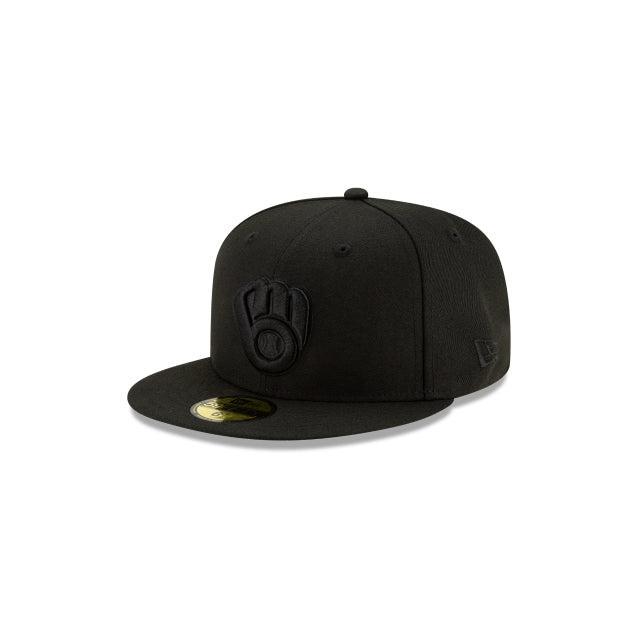 Milwaukee Brewers Black on Black 59FIFTY Fitted Hat Male Product Image