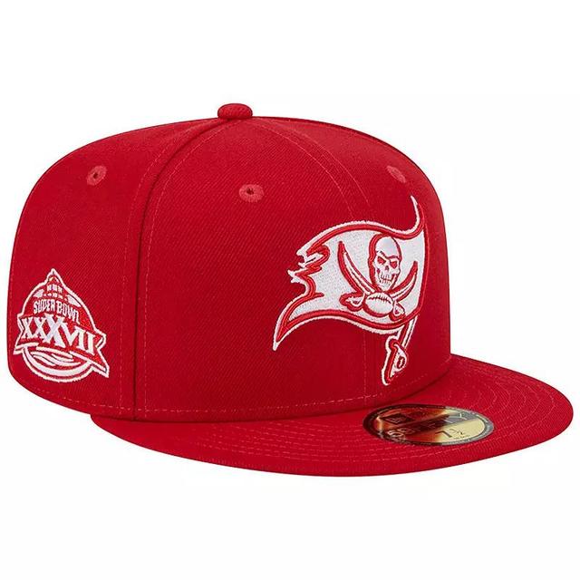 Mens New Era Scarlet Tampa Bay Buccaneers Super Bowl XXXVII Main Patch 59FIFTY Fitted Hat Product Image