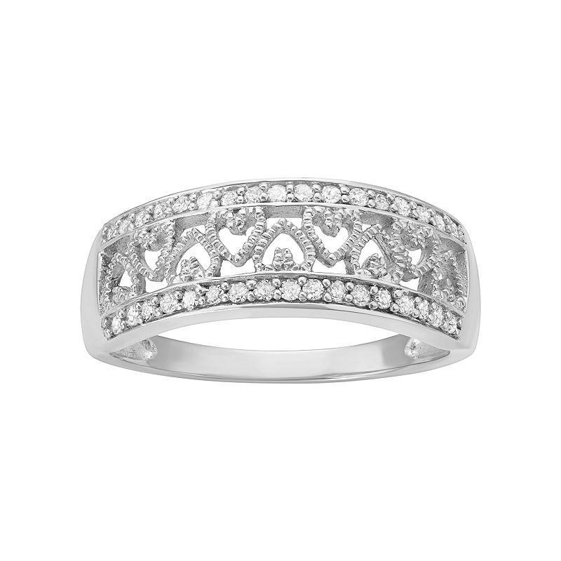 Sterling Silver 1/4 Carat T.W. Diamond Heart Promise Ring, Womens White Product Image