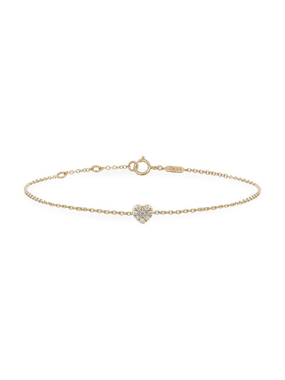 Womens Magic Touch 18K Yellow Gold & Diamond Heart Chain Bracelet Product Image