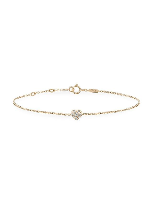 Womens Magic Touch 18K Yellow Gold & Diamond Heart Chain Bracelet Product Image