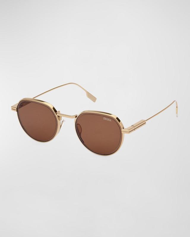 Men's Metal Round Sunglasses Product Image