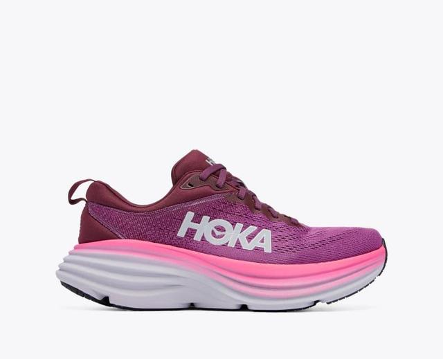 HOKA Womens Bondi 8 Shoes in Beautyberry/Grape Wine, Size 9 Product Image