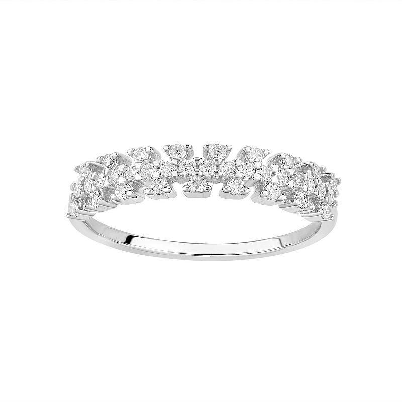 PRIMROSE Sterling Silver Cubic Zirconia Cluster Band Ring, Womens Sterling Clear Product Image