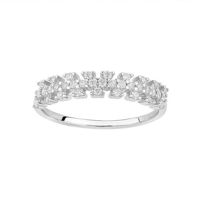 PRIMROSE Sterling Silver Cubic Zirconia Cluster Band Ring, Womens Sterling Clear Product Image