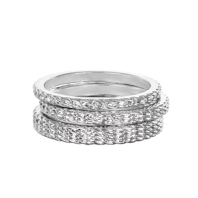 Emberly Silver Tone Textured 3-piece Ring Set, Womens Product Image