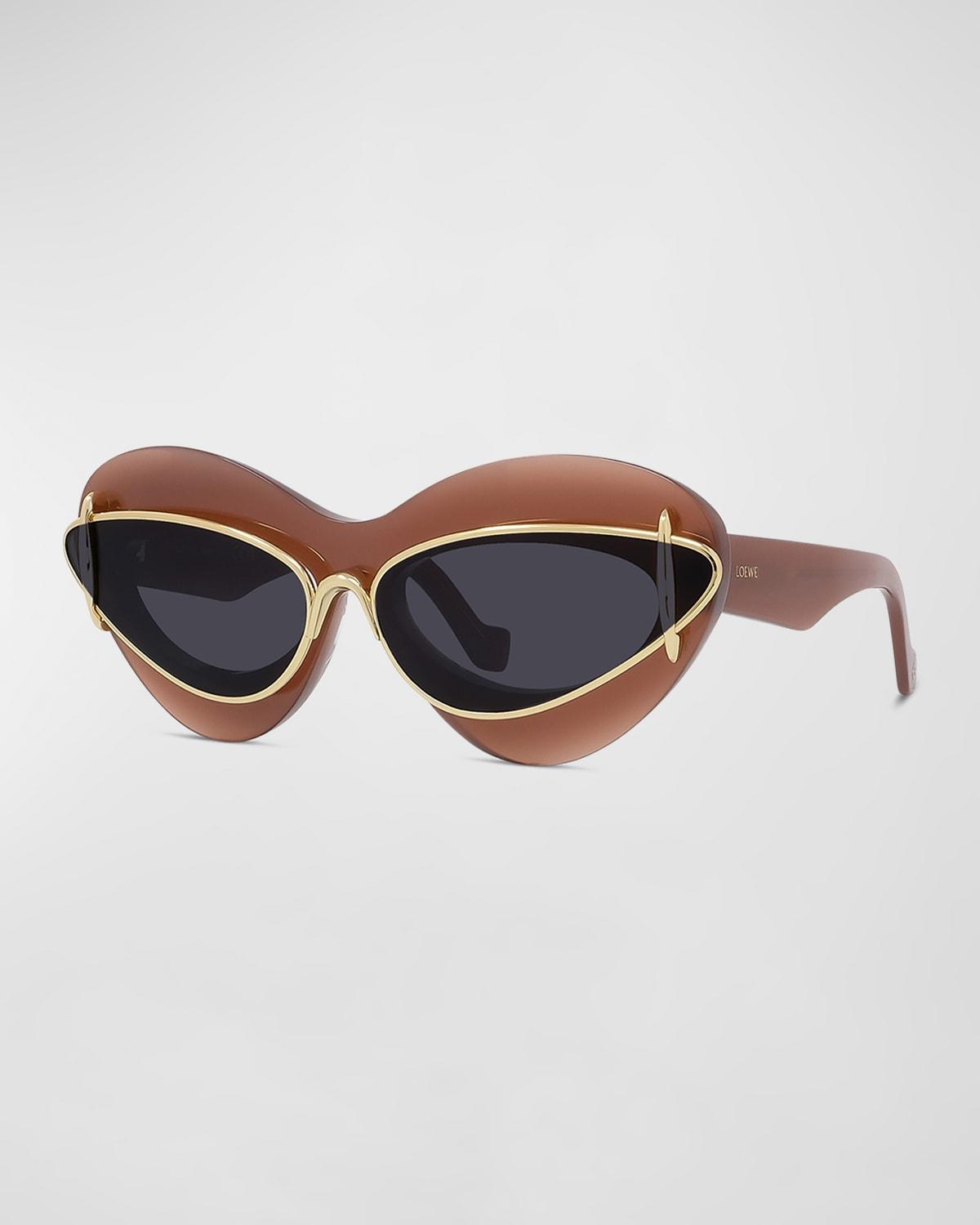 Double Frame Mixed-Media Cat-Eye Sunglasses Product Image