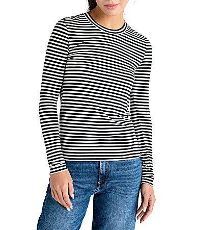 Splendid Bamboo Long Sleeve Striped Tee Shirt Product Image