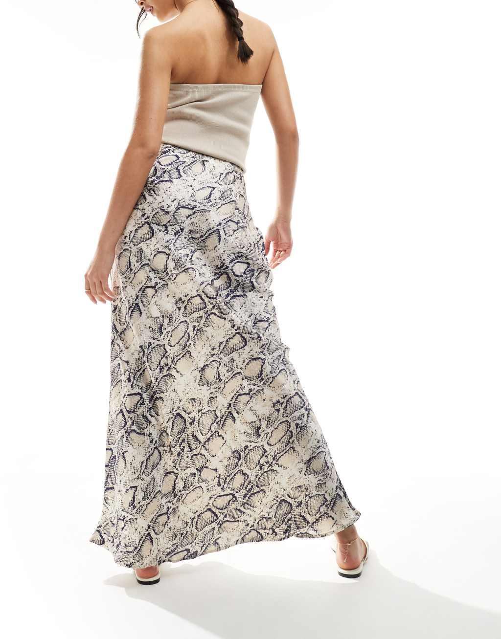 Vila satin maxi skirt in snake skin print Product Image