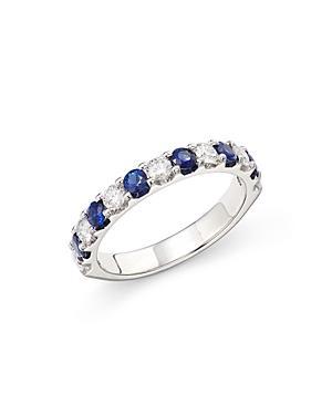 Womens 14K White Gold, Diamond, & Sapphire Eternity Band Product Image