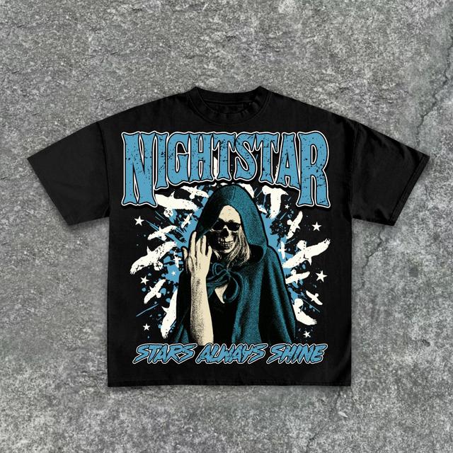 Night Star-Stars Always Shine Vintage Graphic Print Cotton T-Shirt Product Image