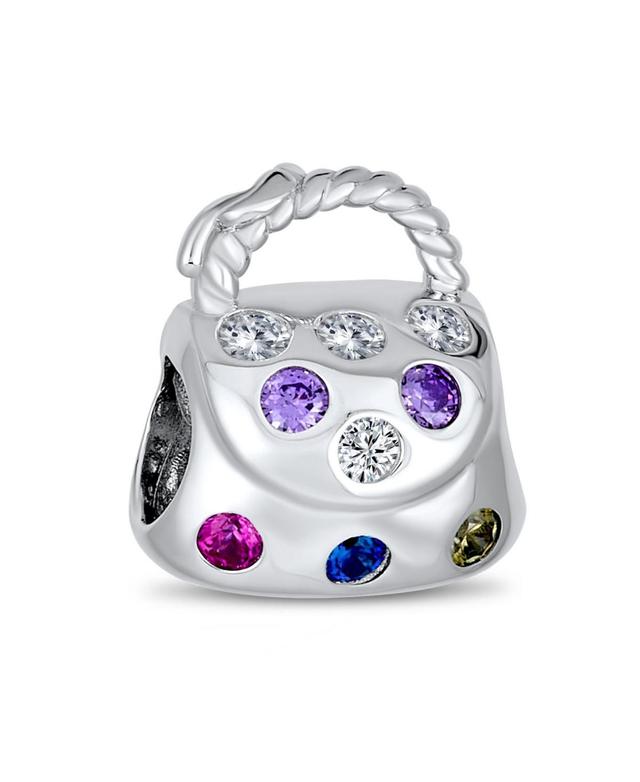 Bling Jewelry Fashion Multicolor Cz Clutch Purse Pocketbook Hand Bag Charm Bead For Women For Oxidized Gold Plated Sterling Silver Fits European Brace Product Image