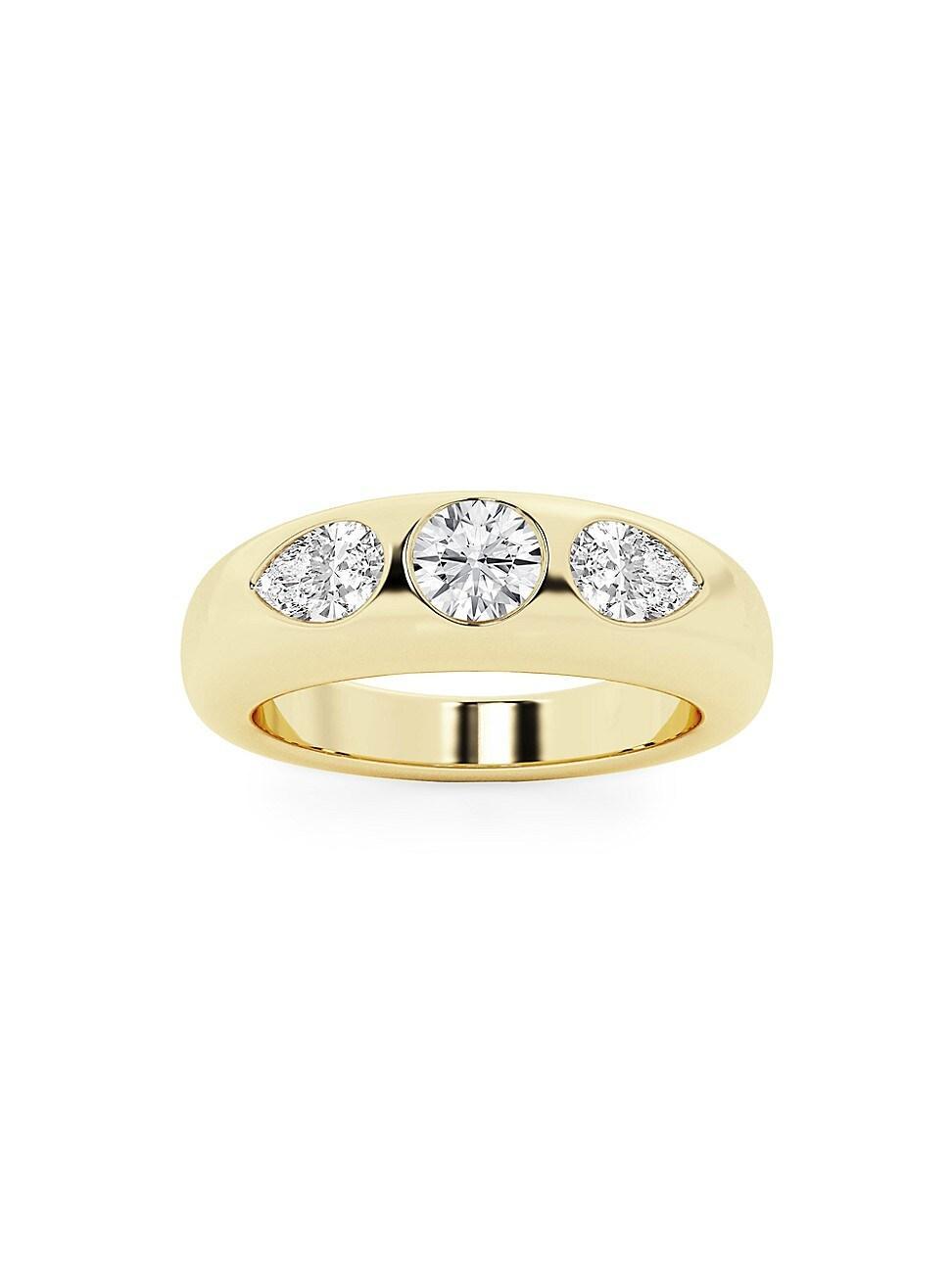 Womens 14K Yellow Gold & 1.09 TCW Natural Diamond Domed Ring Product Image