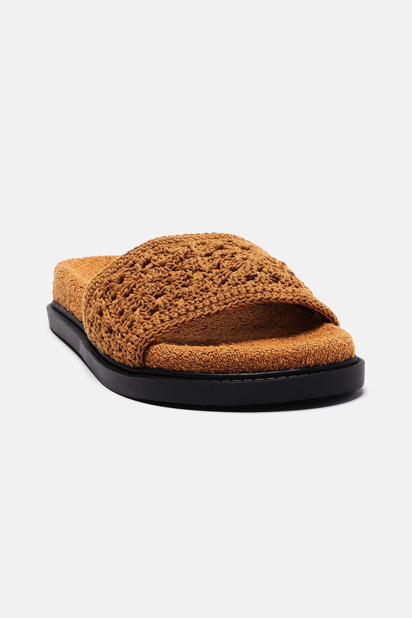 Laid Back Vacay Crochet Slides - Tan Product Image