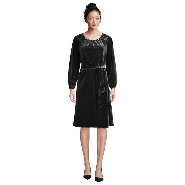 Lands End Womens Velvet Peasant Knee Length Dress Product Image