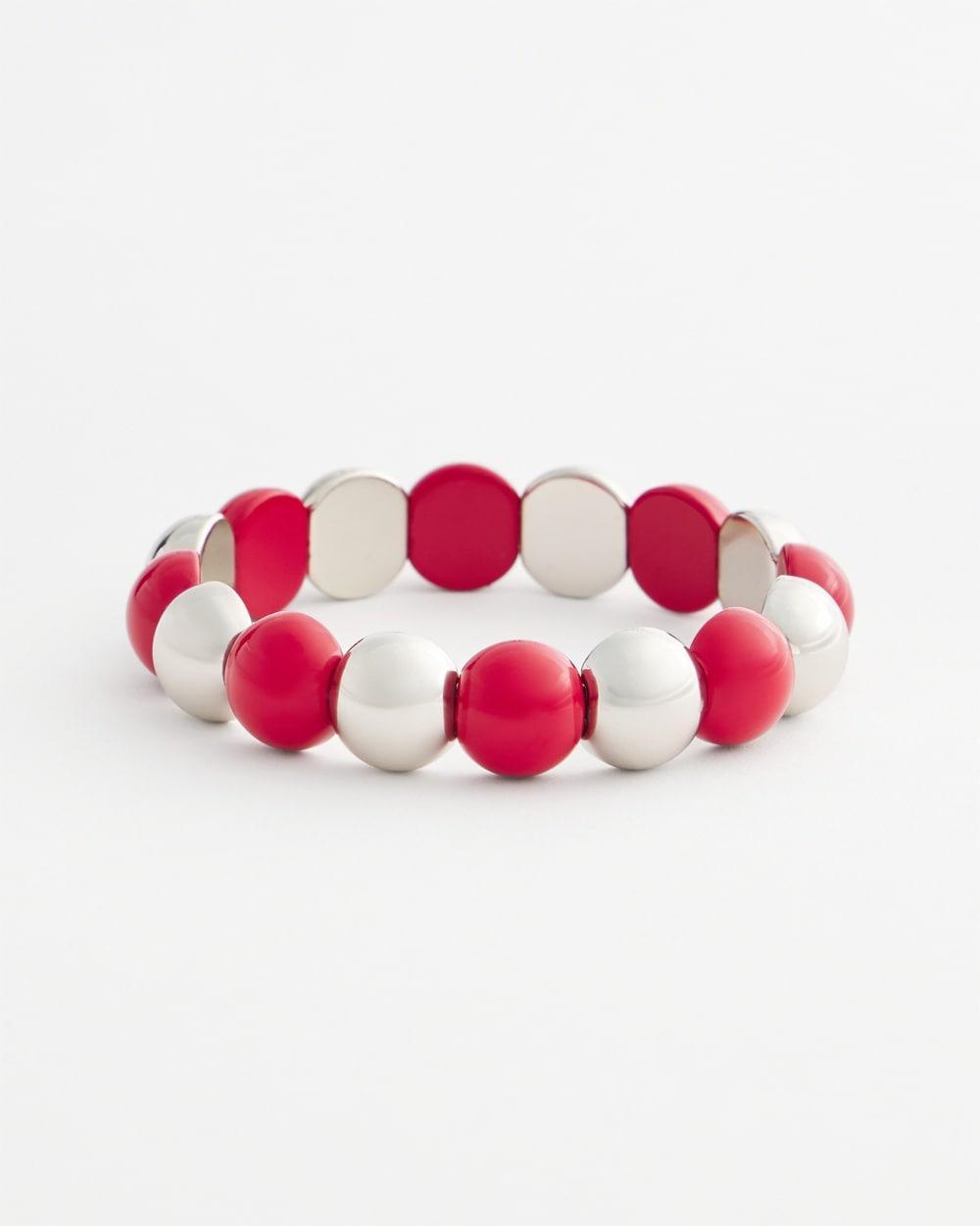 Red Beaded Stretch Bracelet Product Image