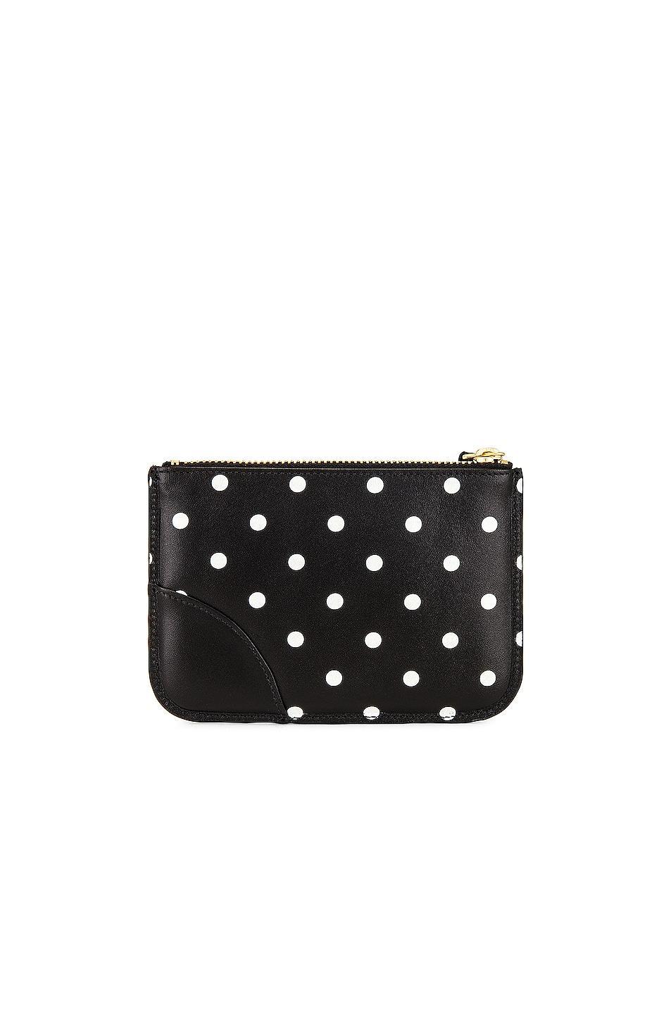 COMME des GARCONS Dots Printed Leather Zip Wallet Black.. Product Image