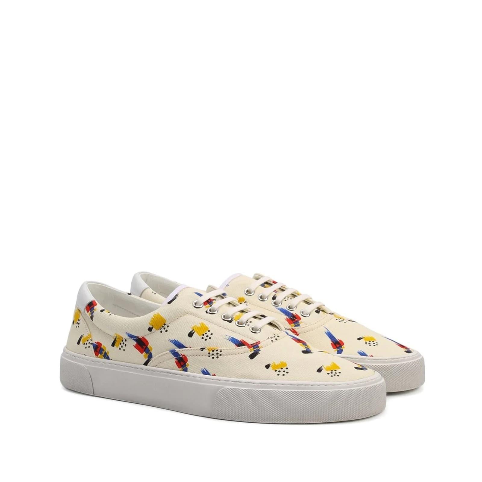 SAINT LAURENT Canvas And Leather Sneakers In White Product Image