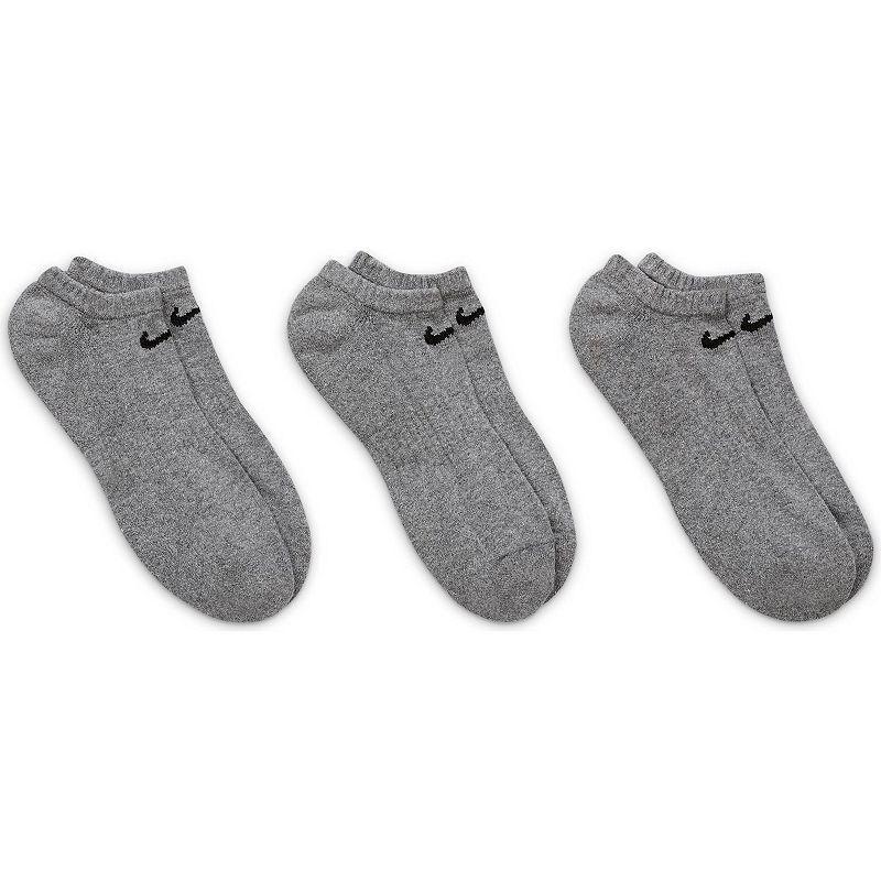 Womens Nike 3-Pack Everyday Cushioned No-Show Socks Grey Product Image