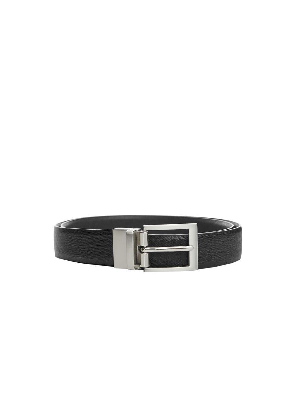 MANGO MAN - Saffiano leather belt blackMen Product Image