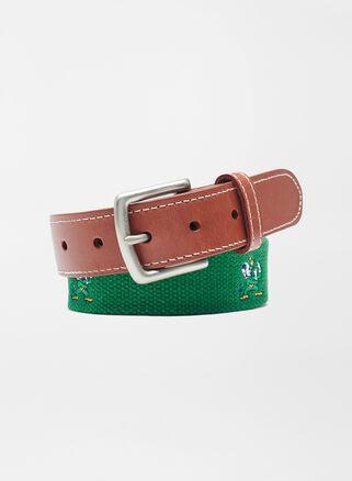 Peter Millar Mens Notre Dame Leprechaun Belt | Color: Erin Green | Size: 40 | ND Product Image