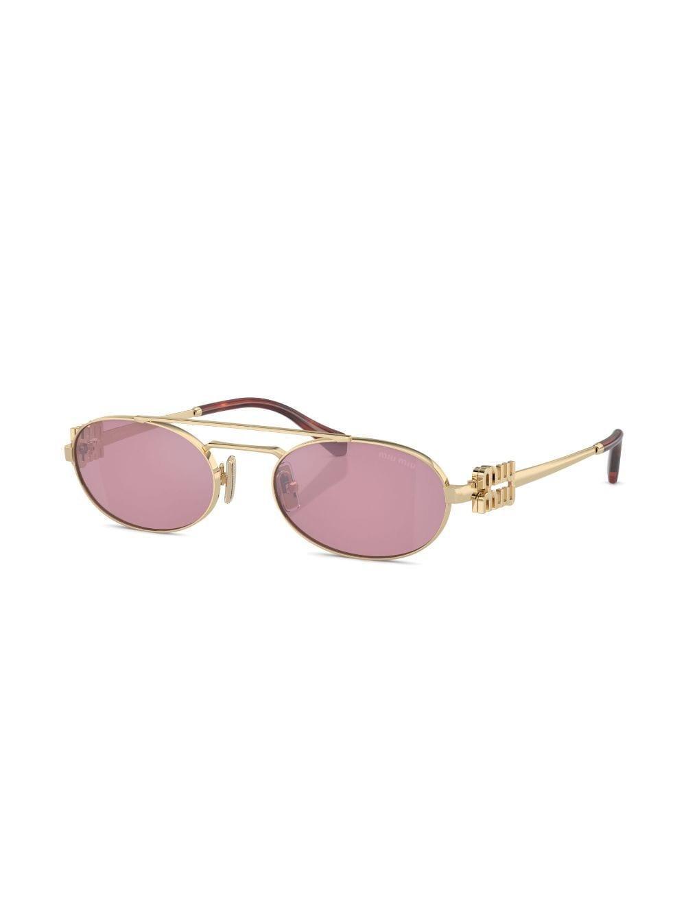 MIU MIU Logo Metal Aviator Sunglasses In Dark Pink Silver Product Image