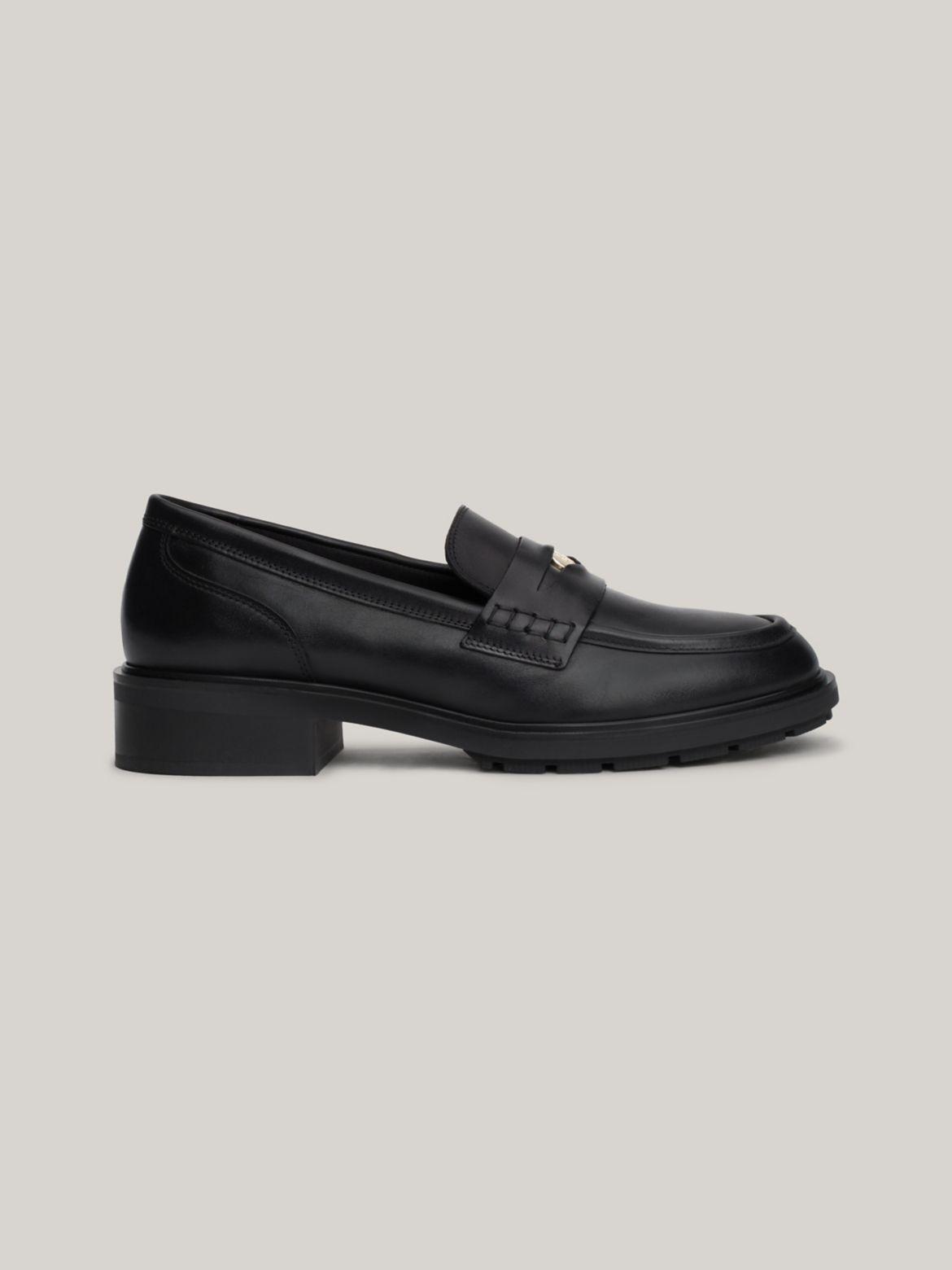 Tommy Hilfiger Women's TH Logo Leather Penny Loafer Product Image