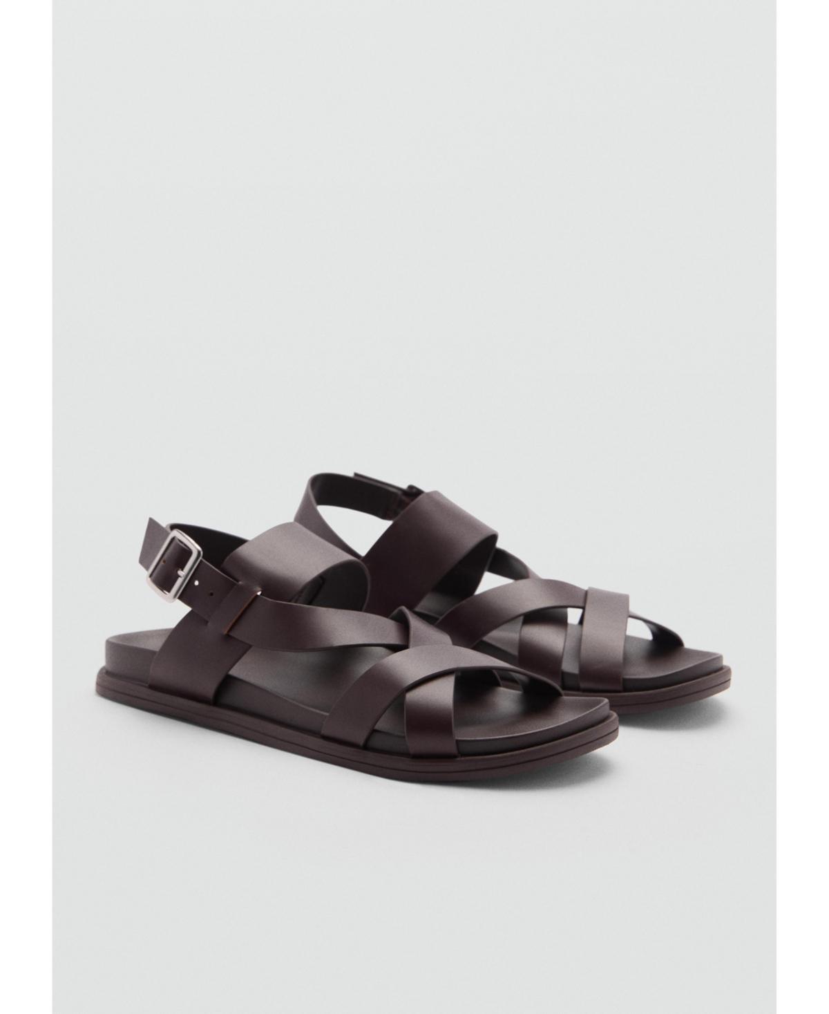 Mango Mens Leather Crossed Strap Sandals product image