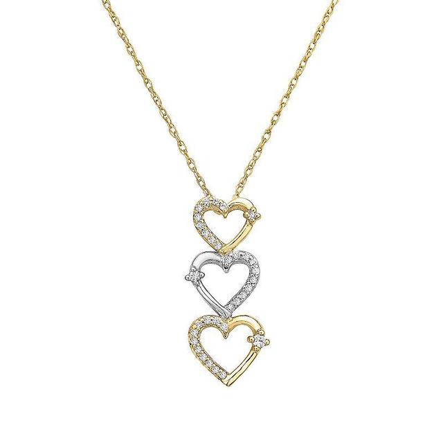 Irena Park Two-Tone Sterling Silver 1/5 Carat T.W. Diamond Stacked Open Hearts Necklace, Womens Gold Tone Product Image