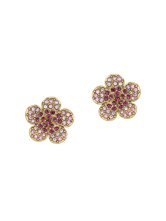 Womens Goldtone & Glass Crystal Flower Stud Earrings Product Image