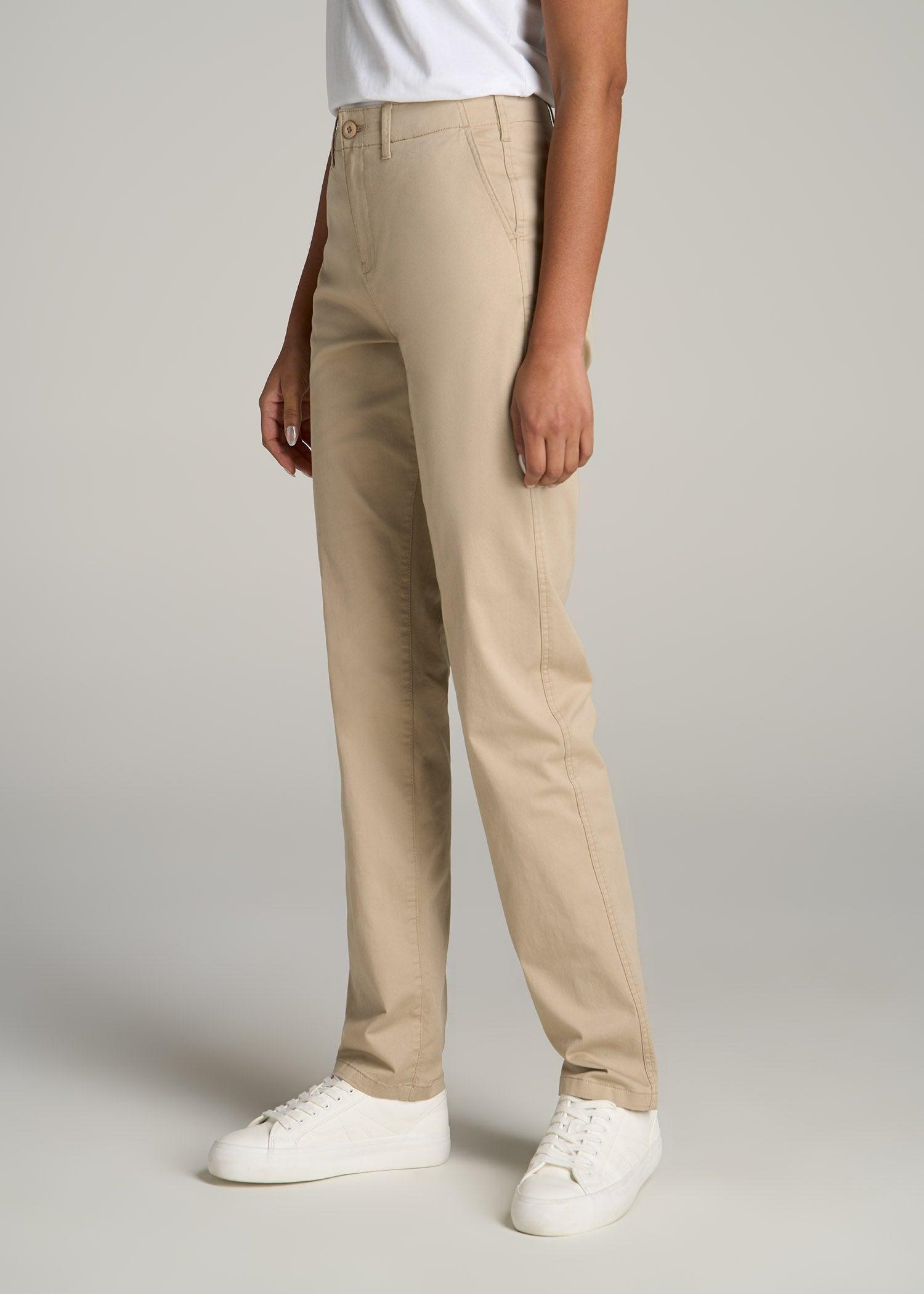 High Rise Tapered Chino Pants for Tall Women in Light Khaki Female Product Image